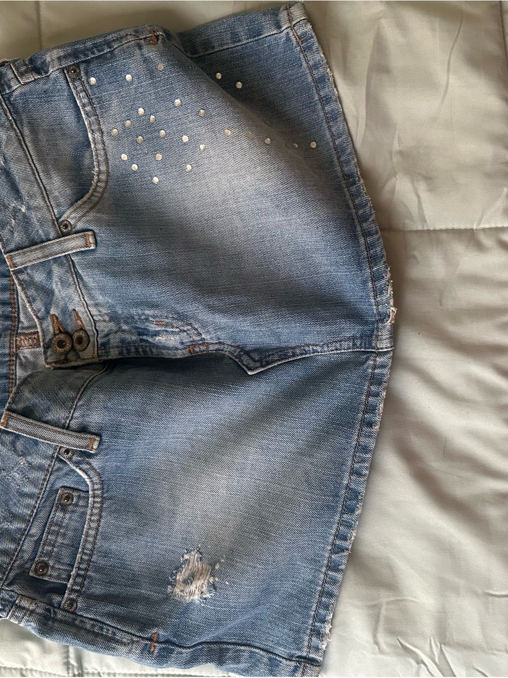 Designers Originals Light Blue Denim Mini Skirt with Stud Detail